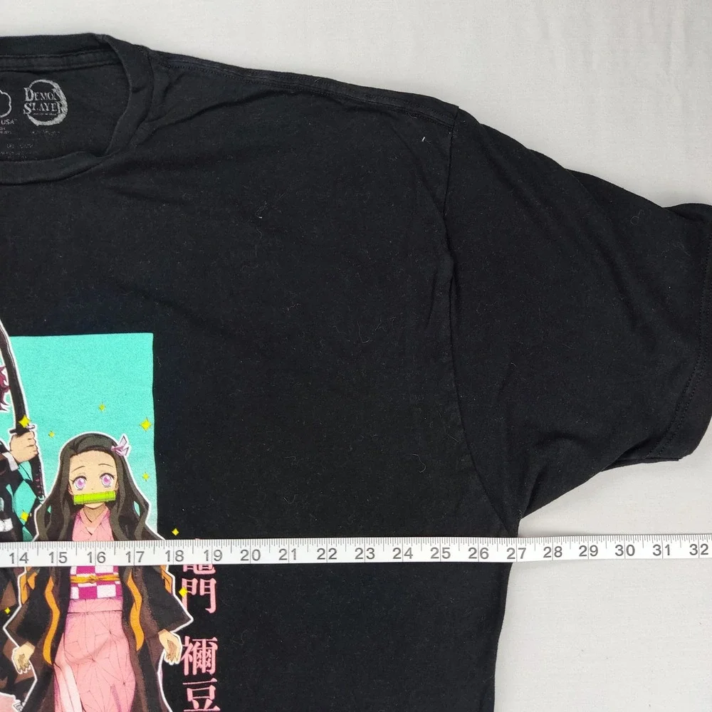 Demon Slayer T-Shirt Men 2XL Black Tanjiro Nezuko Graphic Anime Short Sleeve Tee